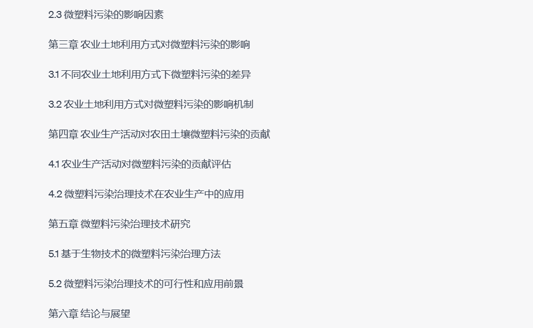 农田土壤微塑料污染综合研究